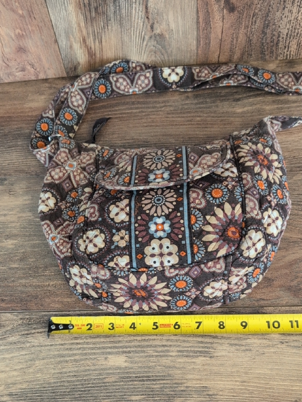 Vera Bradley Brown Floral Quilted Shoulder Crossbody Bag AB182 - Picture 4 of 8